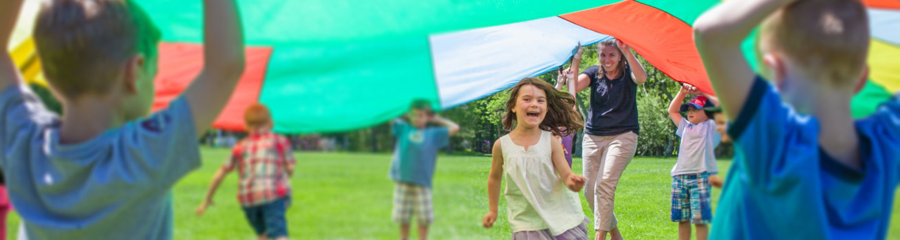 kids playing parachute