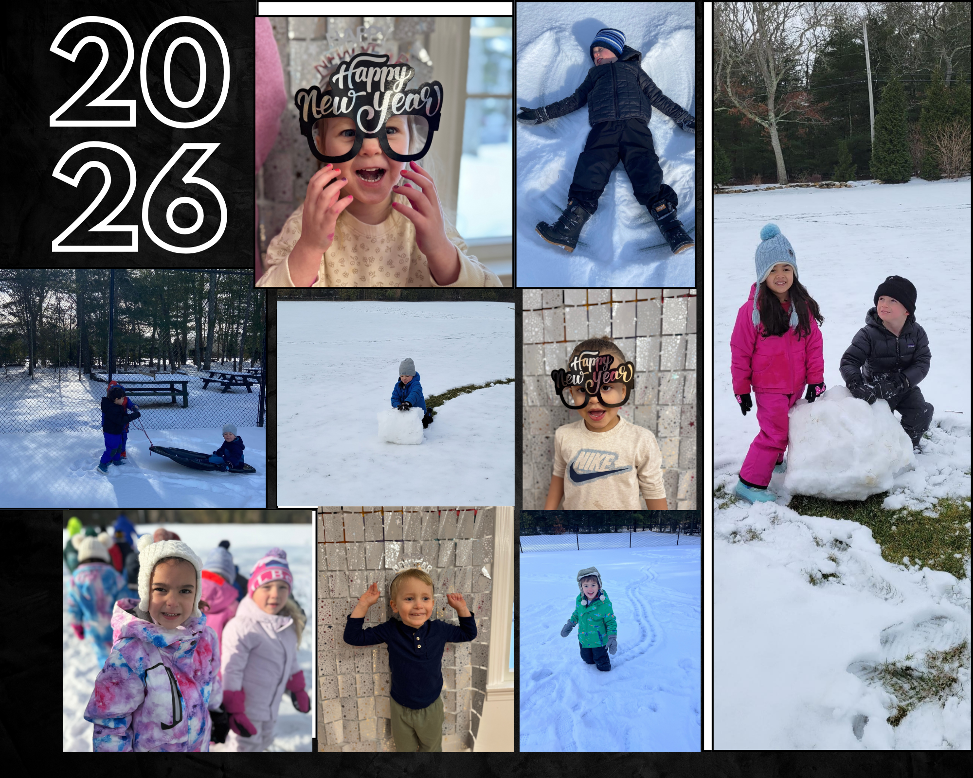 Black and White Modern New Year 2026 Photo Collage